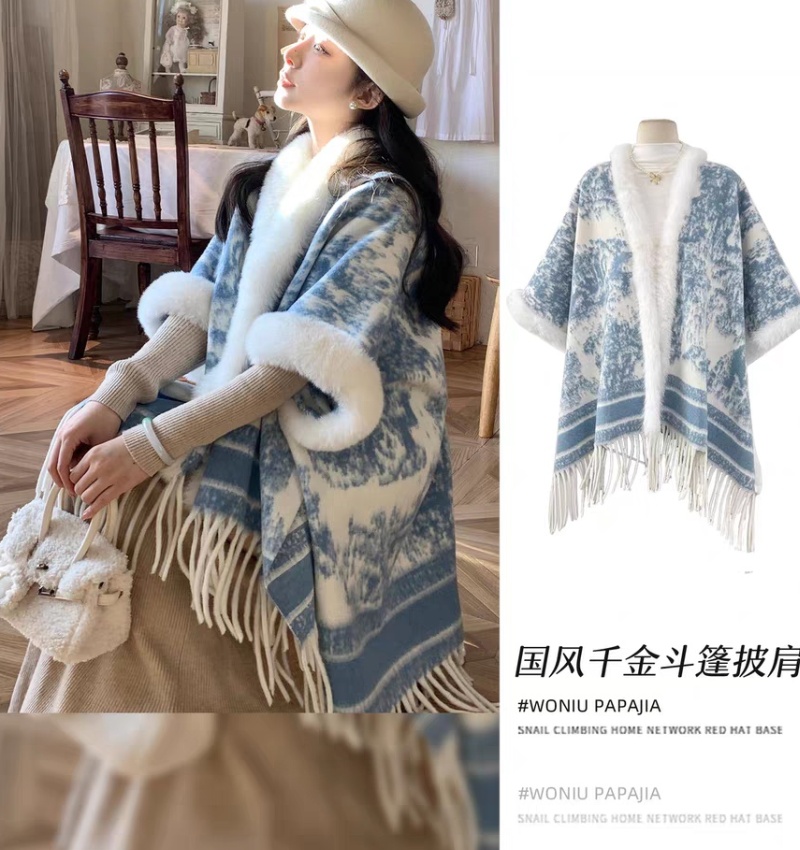 Cold thermal shawl big temperament cloak for women