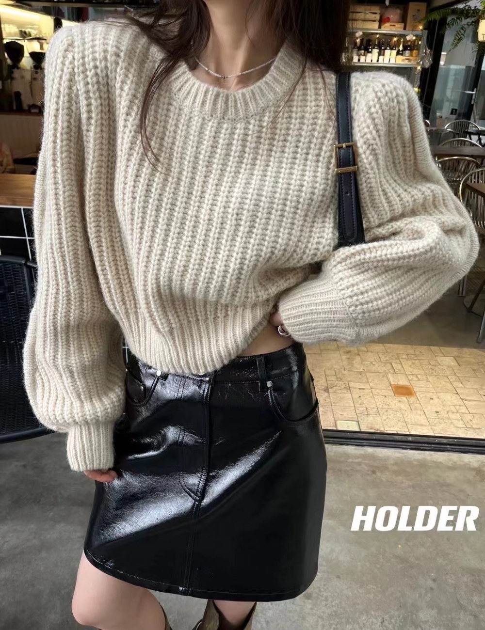 All-match round neck sweater fashion tops for women