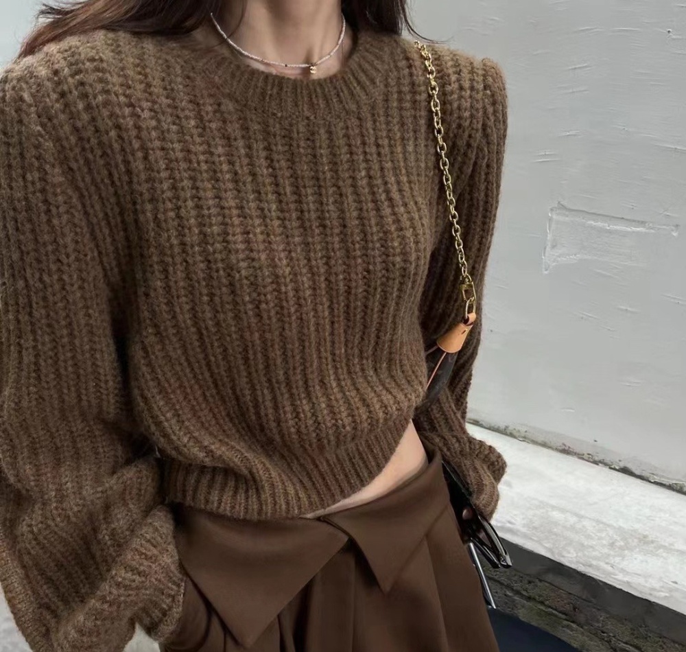 All-match round neck sweater fashion tops for women