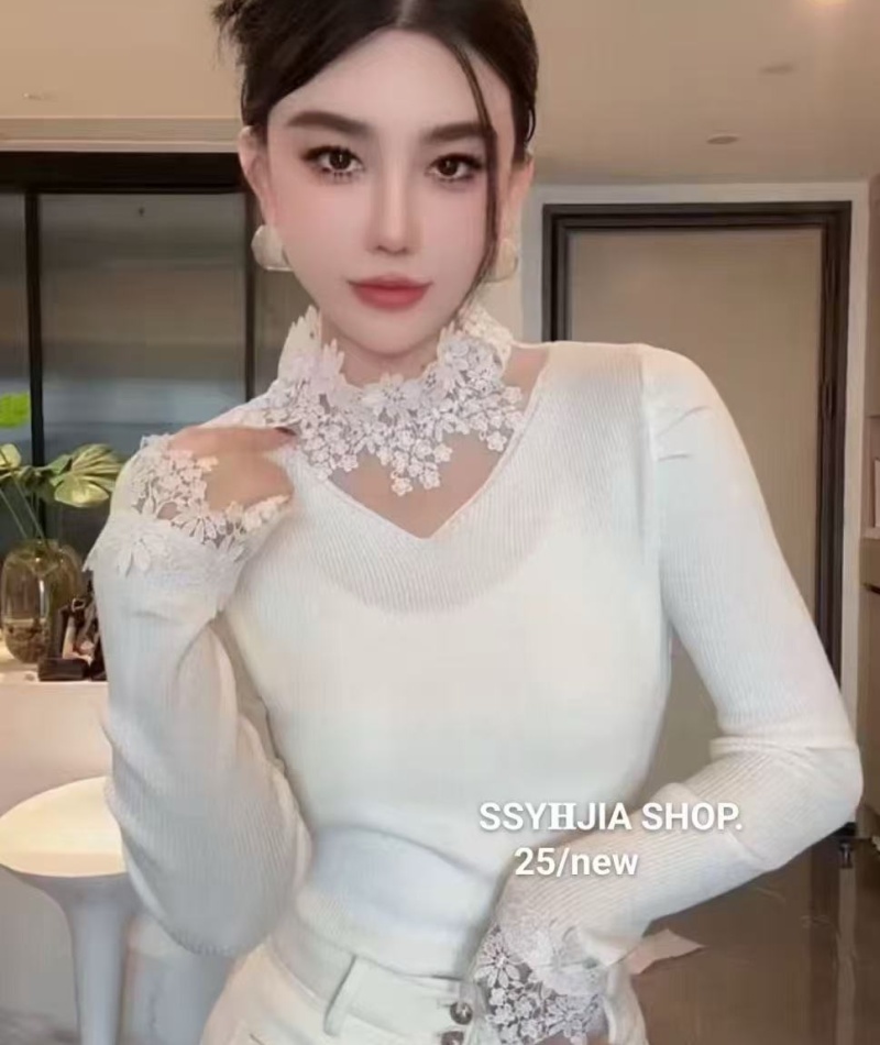 Enticement gauze winter elasticity tops for women