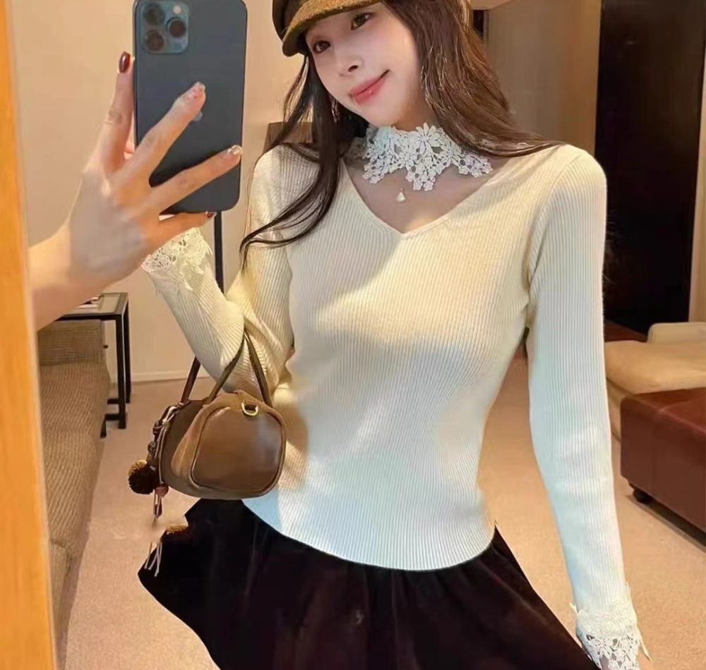 Enticement gauze winter elasticity tops for women