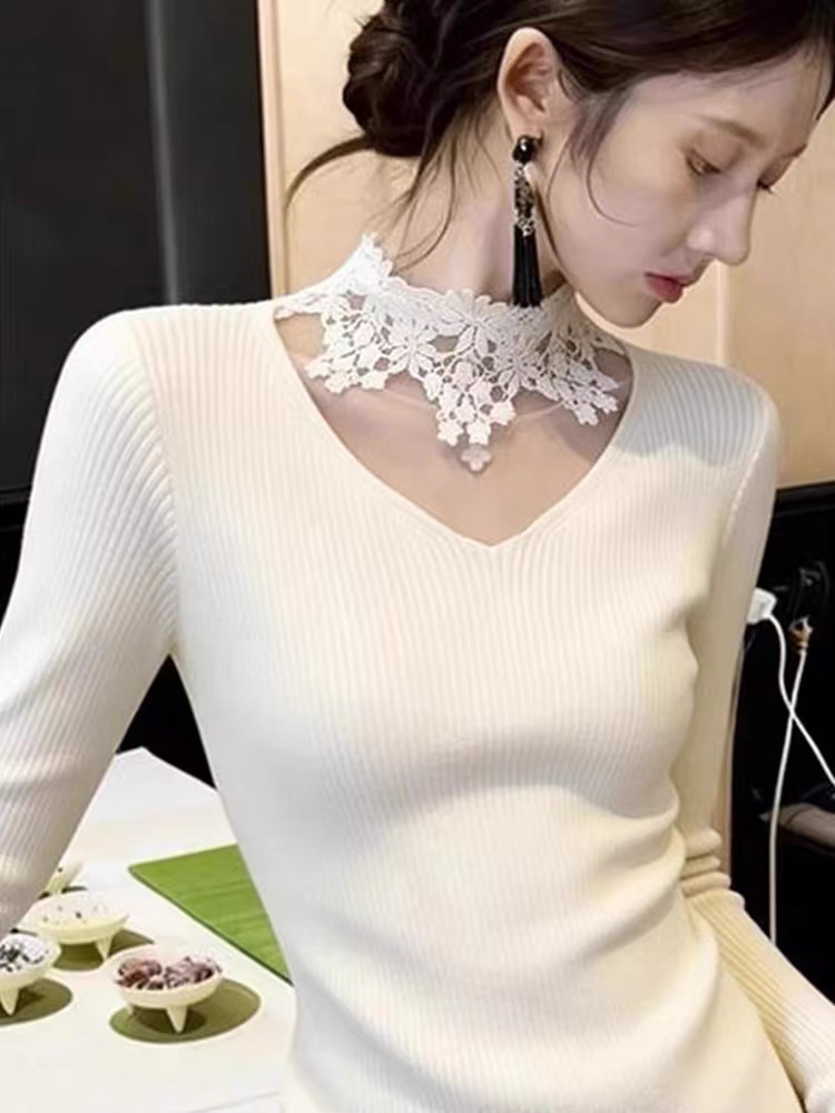 Enticement gauze winter elasticity tops for women