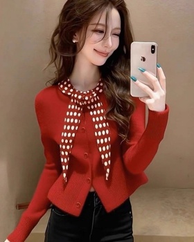 Unique polka dot sweater France style tops for women