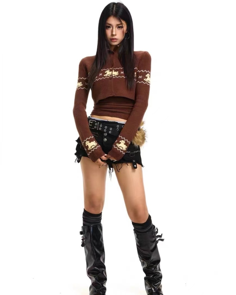 Short sweater thermal bottoming shirt 2pcs set