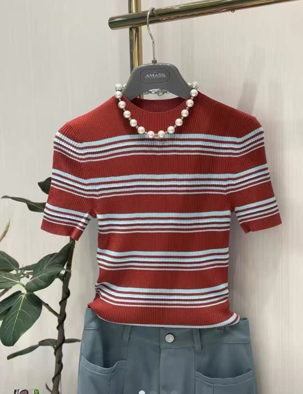 Fashion short sleeve tops stripe T-shirt for women