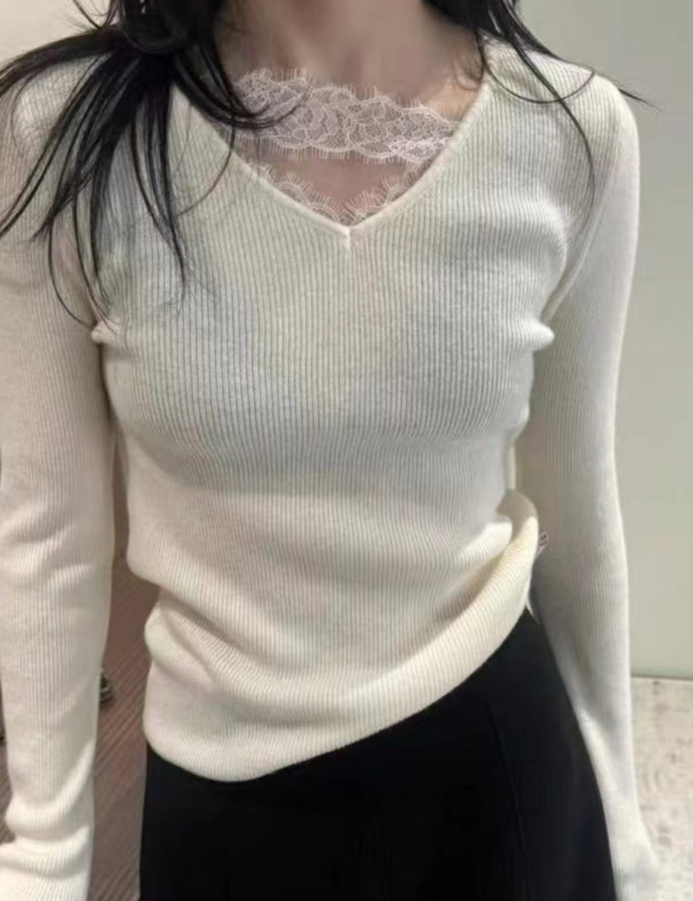 Gray short tops autumn and winter sweater for women