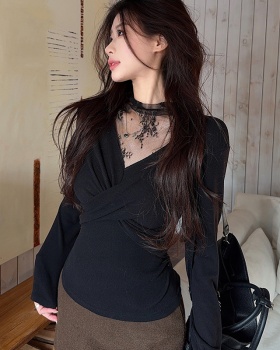Spring and autumn lace T-shirt long sleeve tops for women