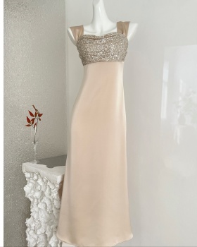 Set beads sling light luxury satin mermaid dress