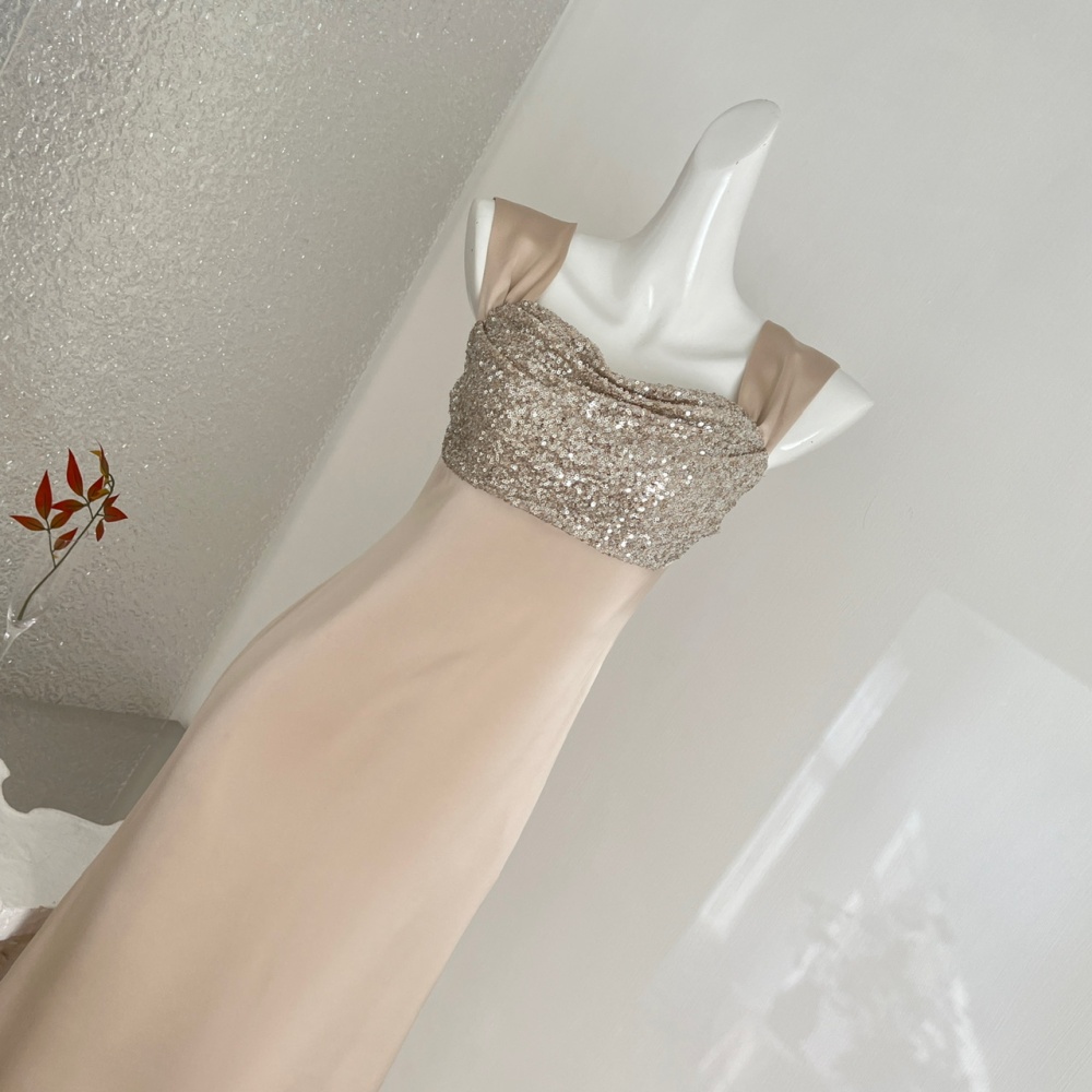 Set beads sling light luxury satin mermaid dress