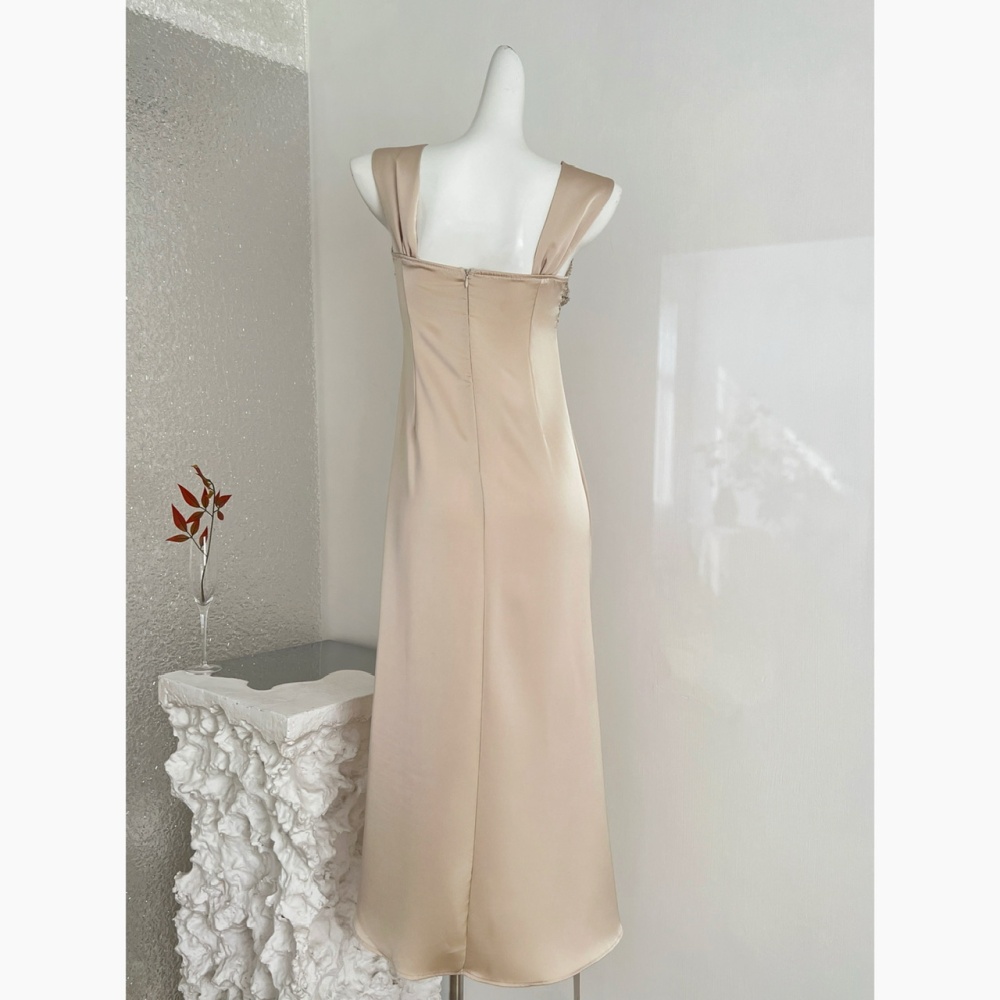 Set beads sling light luxury satin mermaid dress