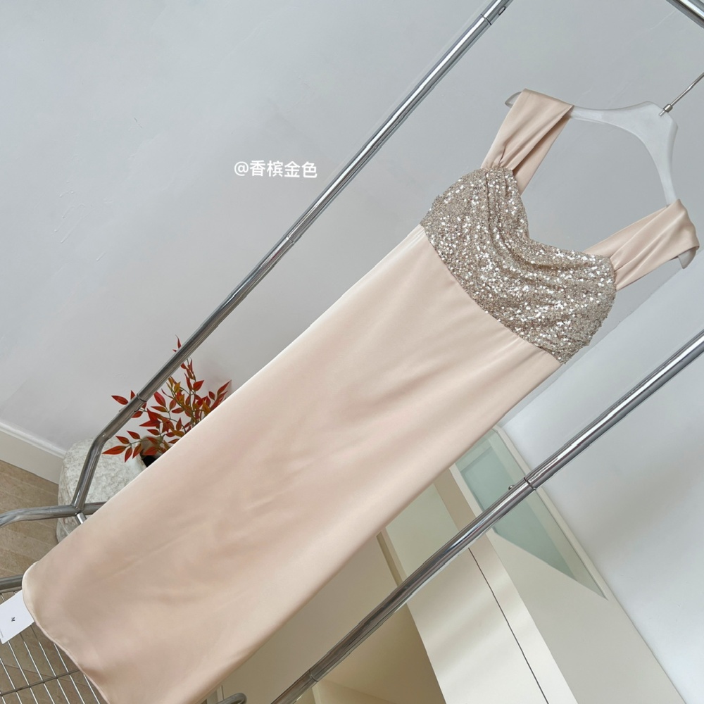 Set beads sling light luxury satin mermaid dress