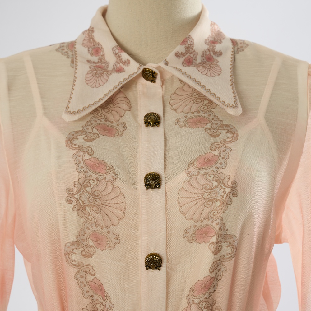 Beading spring and summer classic lapel big skirt dress