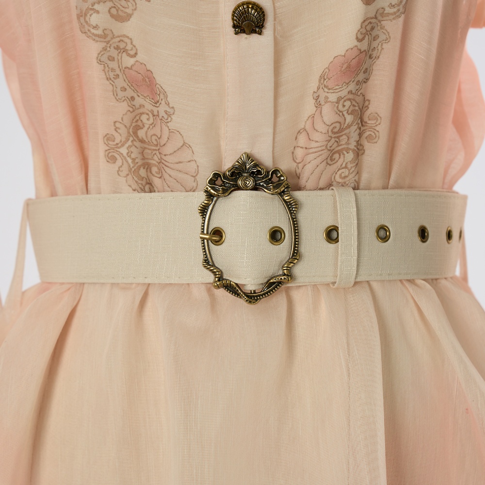 Beading spring and summer classic lapel big skirt dress