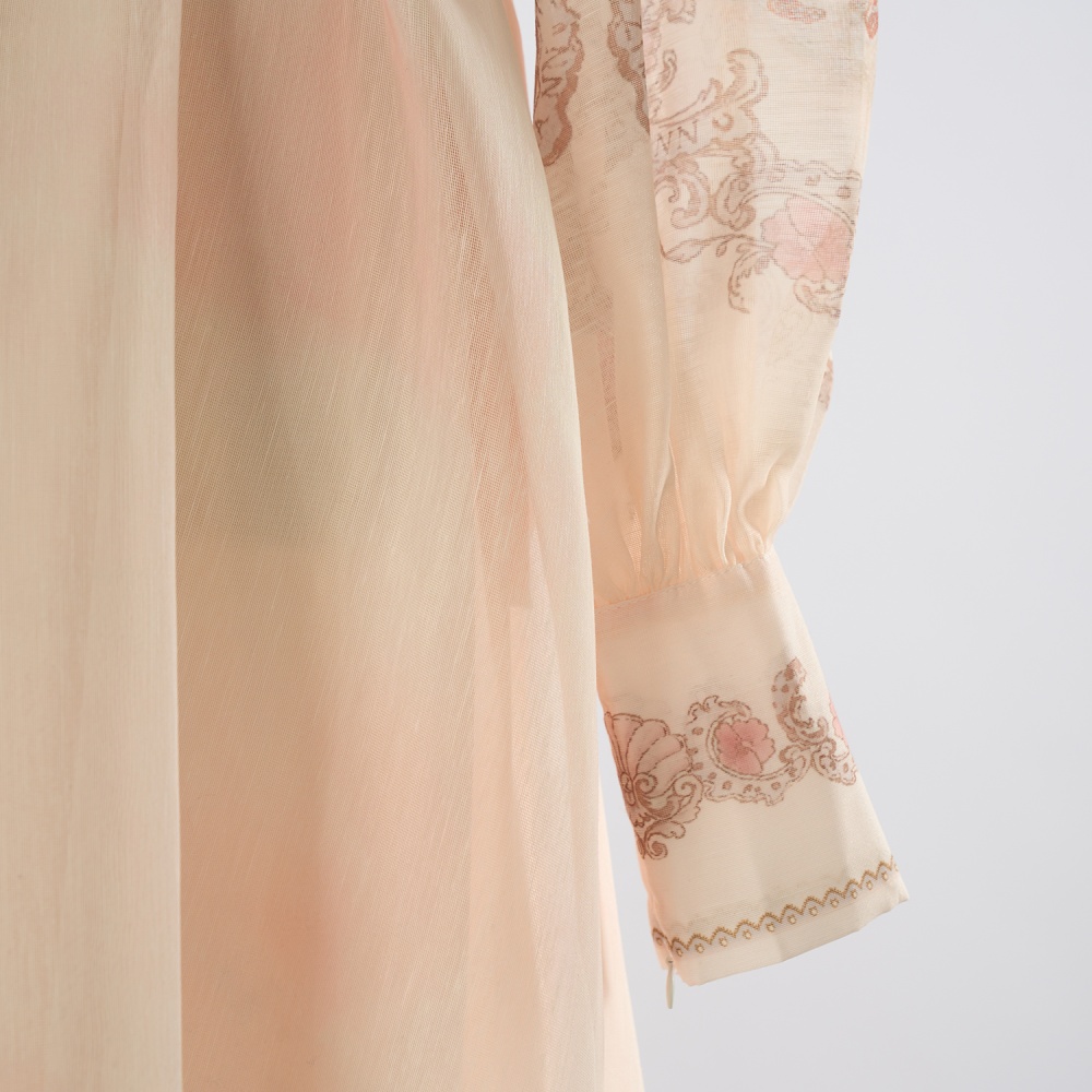 Beading spring and summer classic lapel big skirt dress