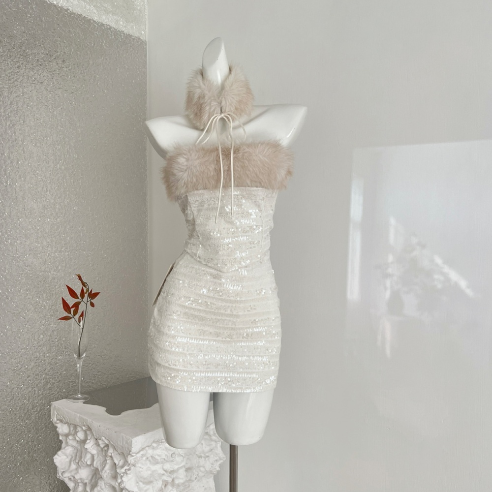 Spicegirl package hip skirt sequins wrapped chest tops a set