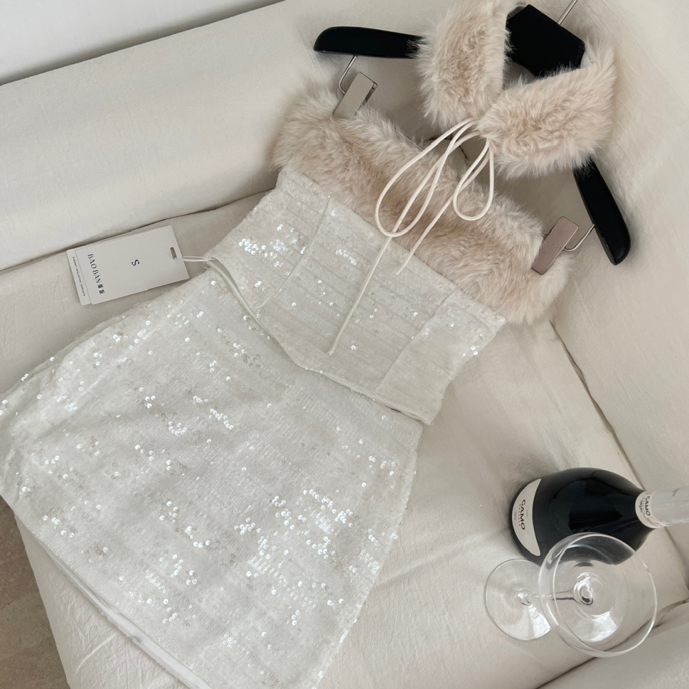 Spicegirl package hip skirt sequins wrapped chest tops a set