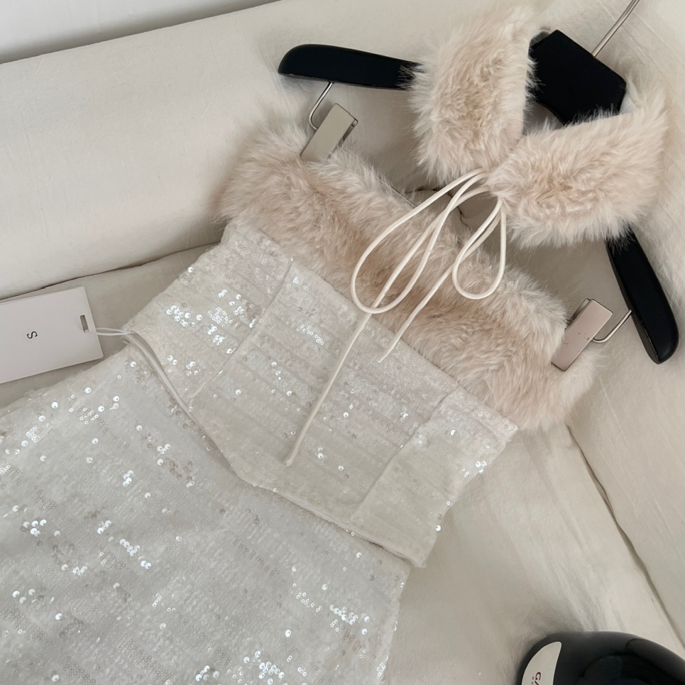 Spicegirl package hip skirt sequins wrapped chest tops a set