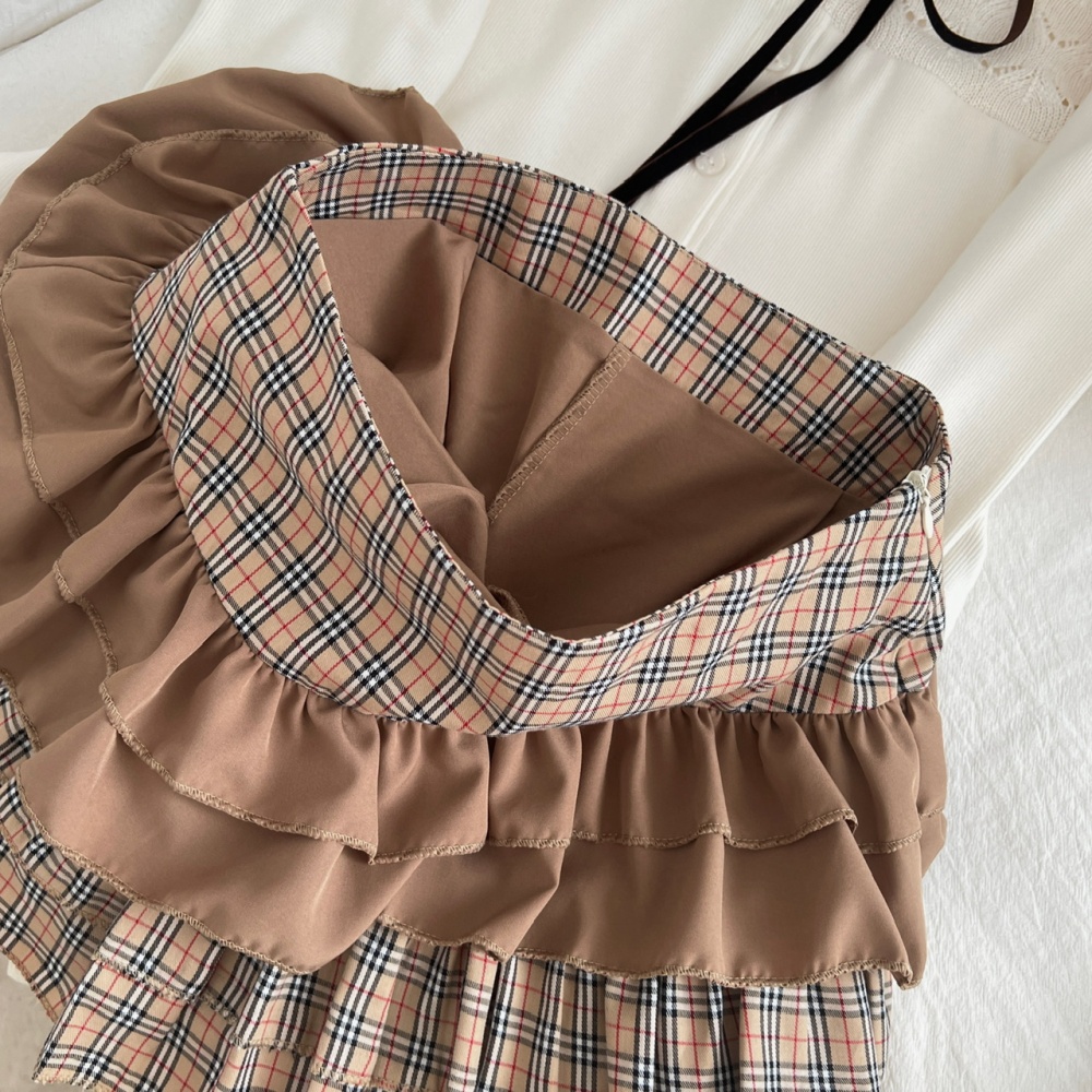 Leopard sweater eco-friendly fur collar short skirt a set