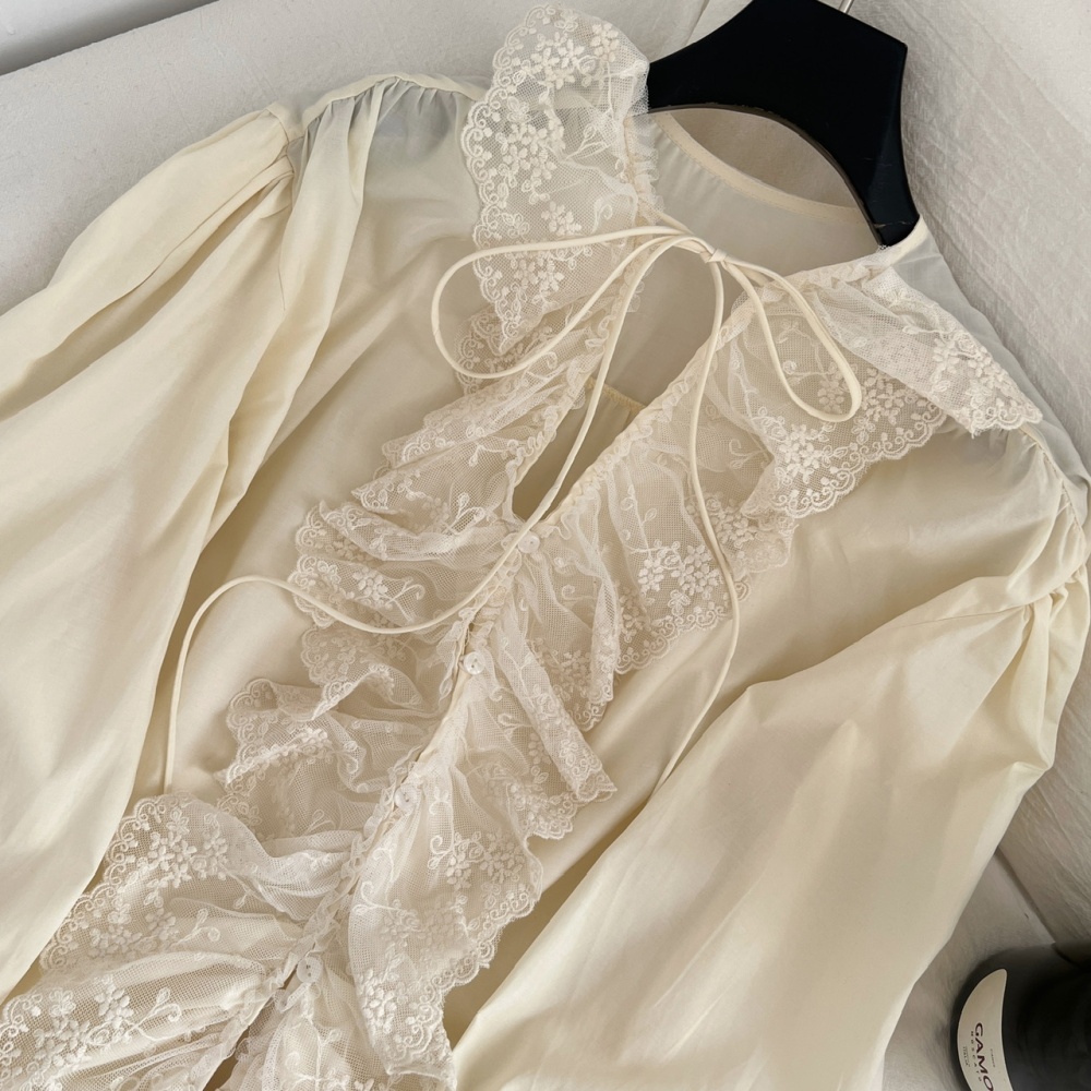 Long sleeve enticement tops shirring shirt for women