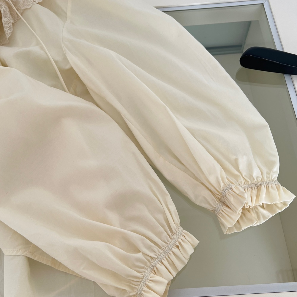 Long sleeve enticement tops shirring shirt for women