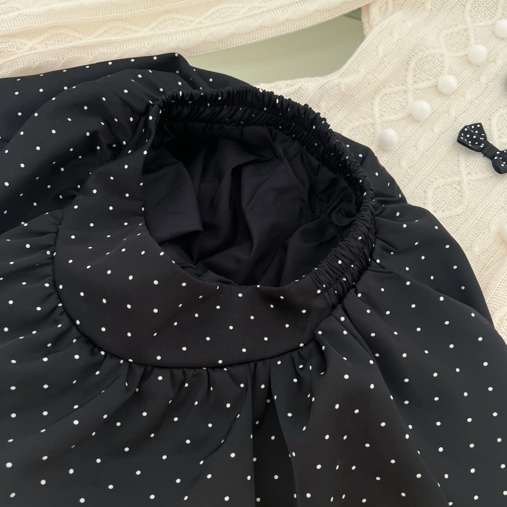 Hairball polka dot slim coat winter sweet shawl a set