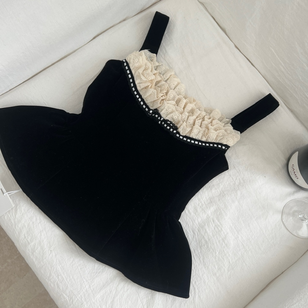 Black silk mermaid hem corset cake skirt 2pcs set