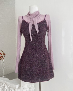 Autumn and winter sweater sling dress a set for women