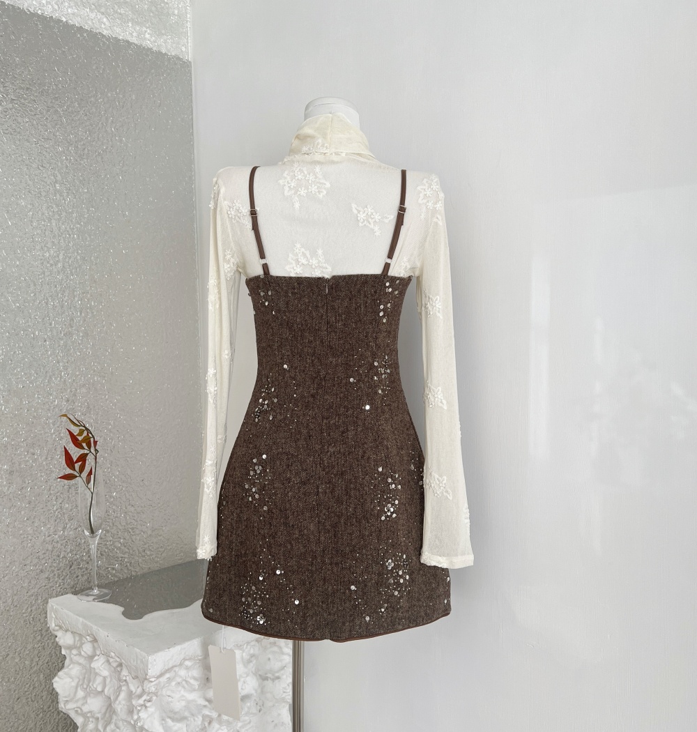 Autumn and winter sweater sling dress a set for women