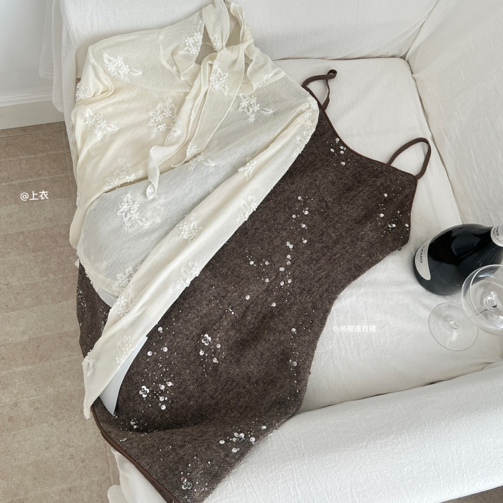 Autumn and winter sweater sling dress a set for women