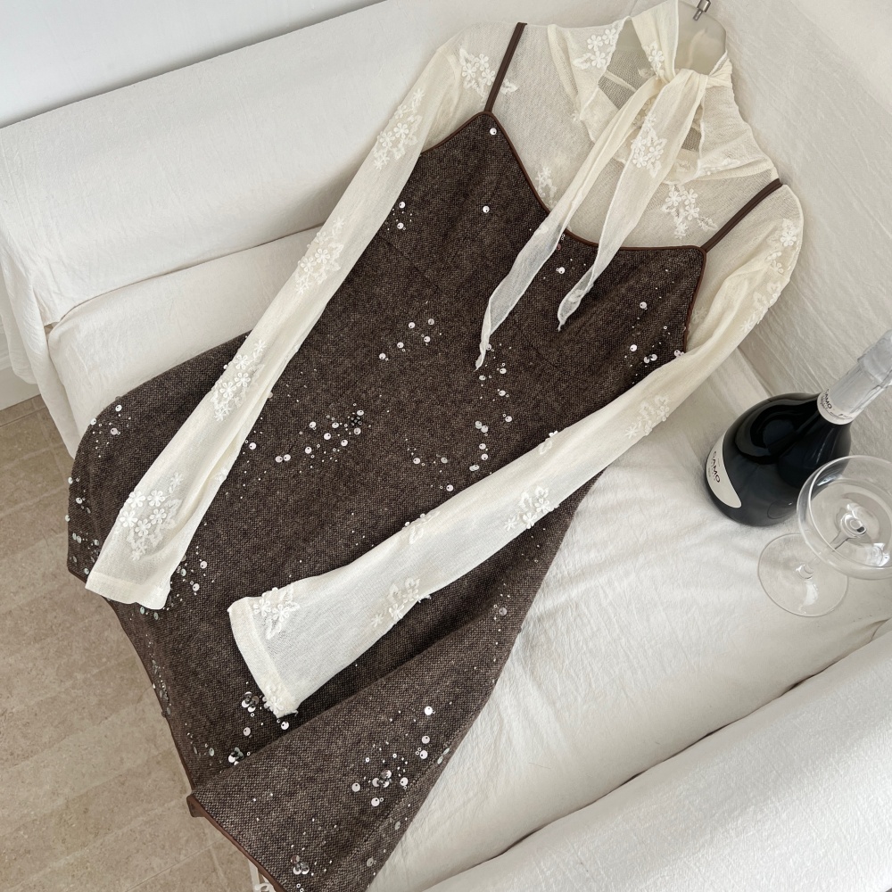 Autumn and winter sweater sling dress a set for women