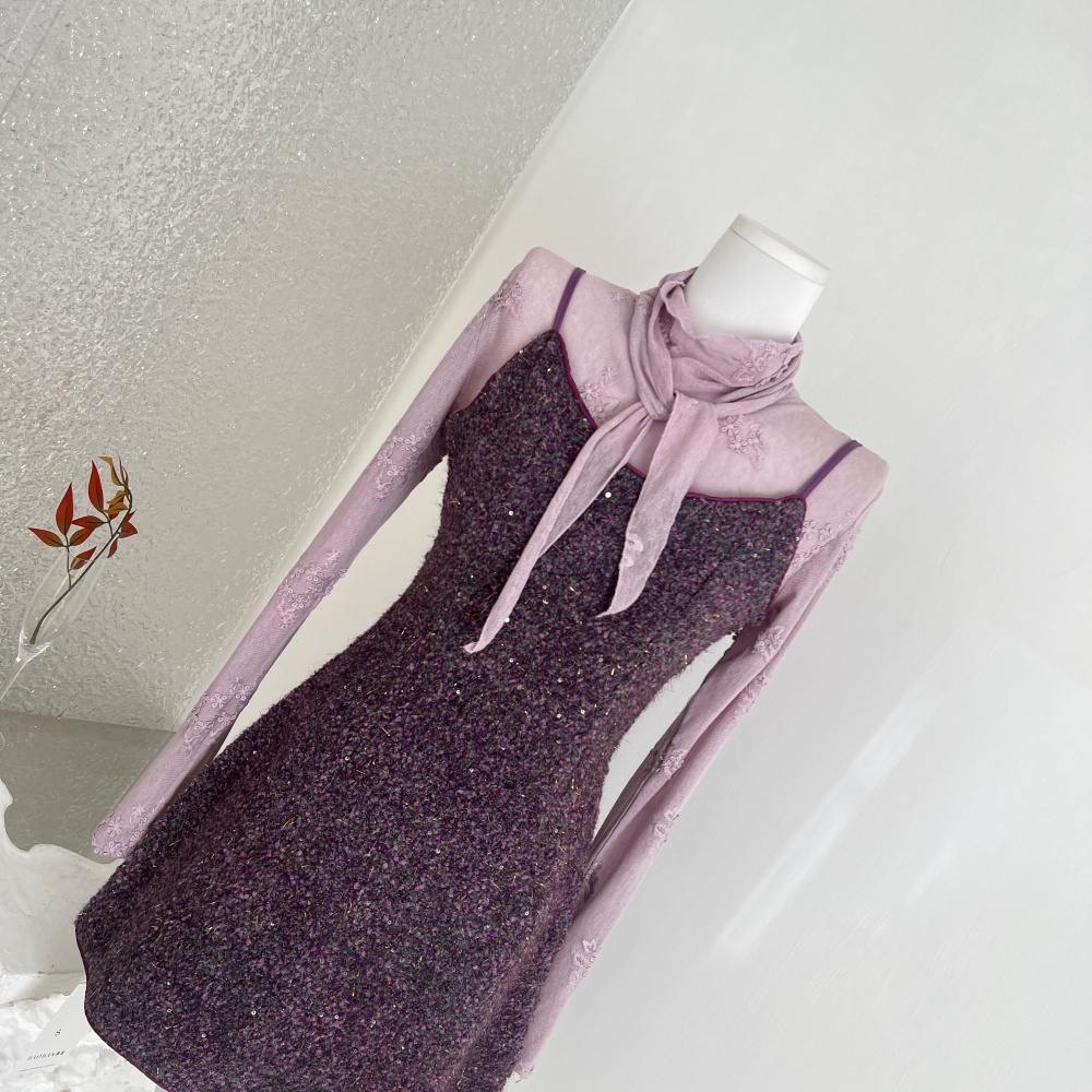 Autumn and winter sweater sling dress a set for women