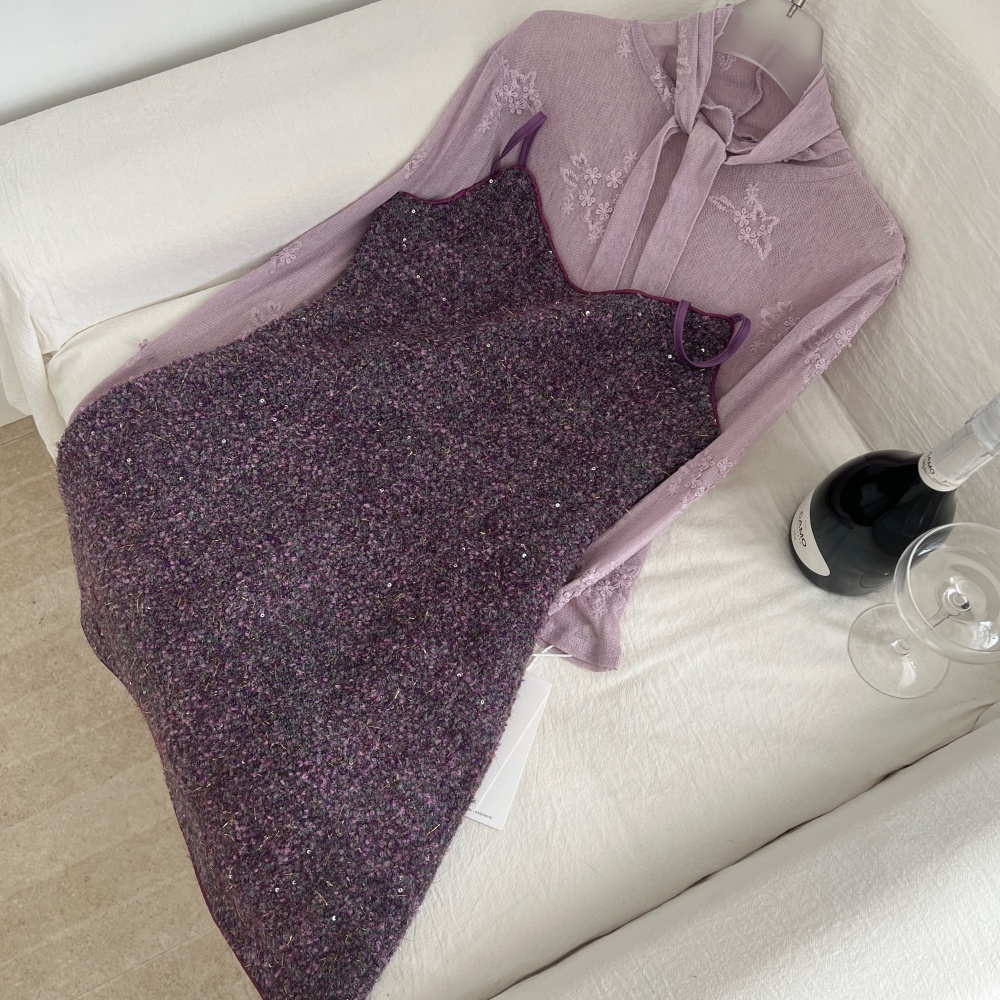 Autumn and winter sweater sling dress a set for women