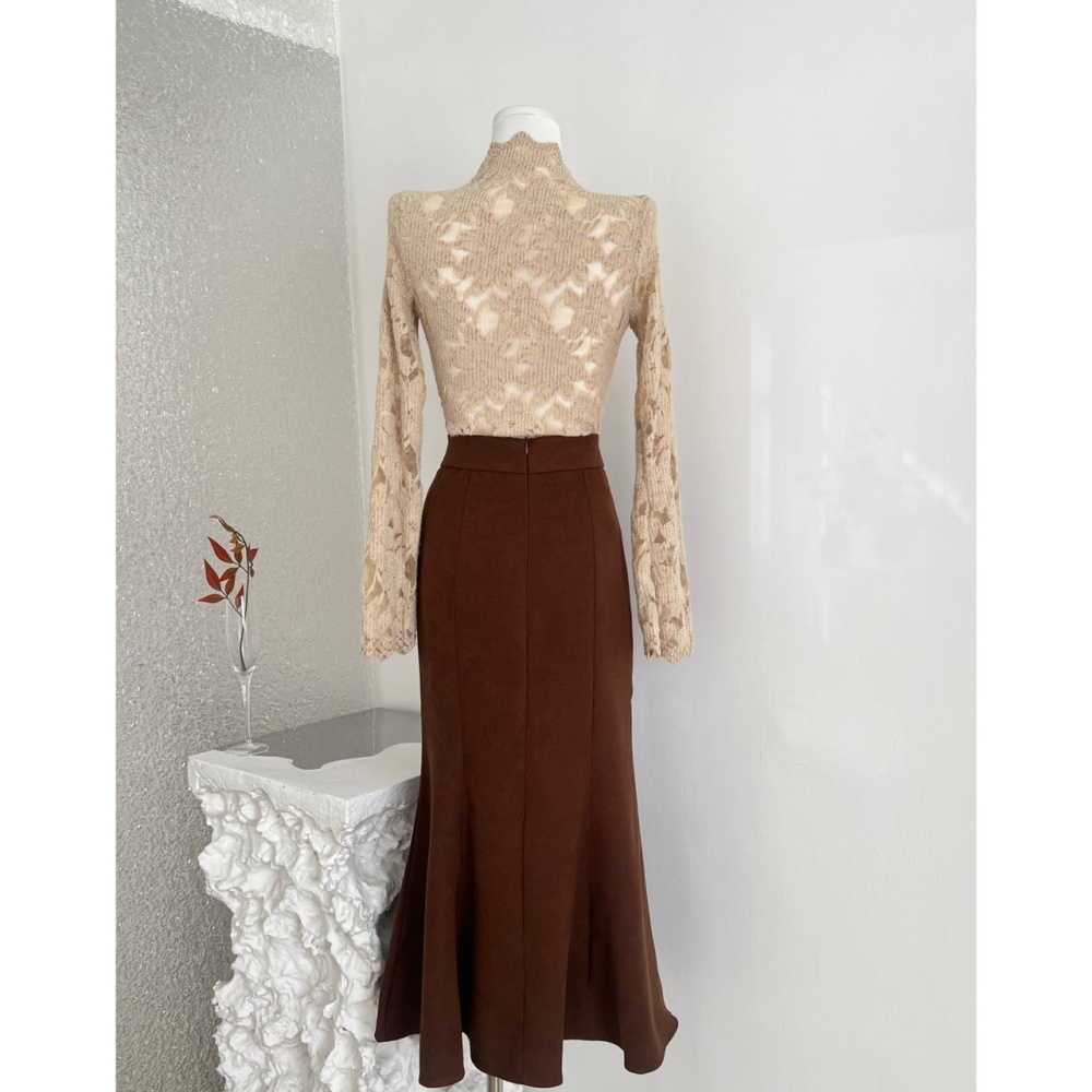 Inside the ride skirt high waist coat a set for women