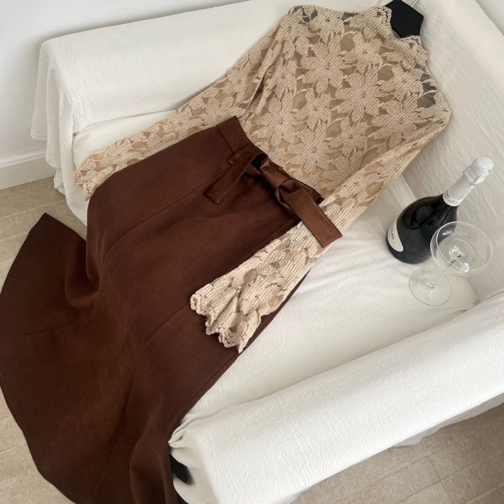 Inside the ride skirt high waist coat a set for women