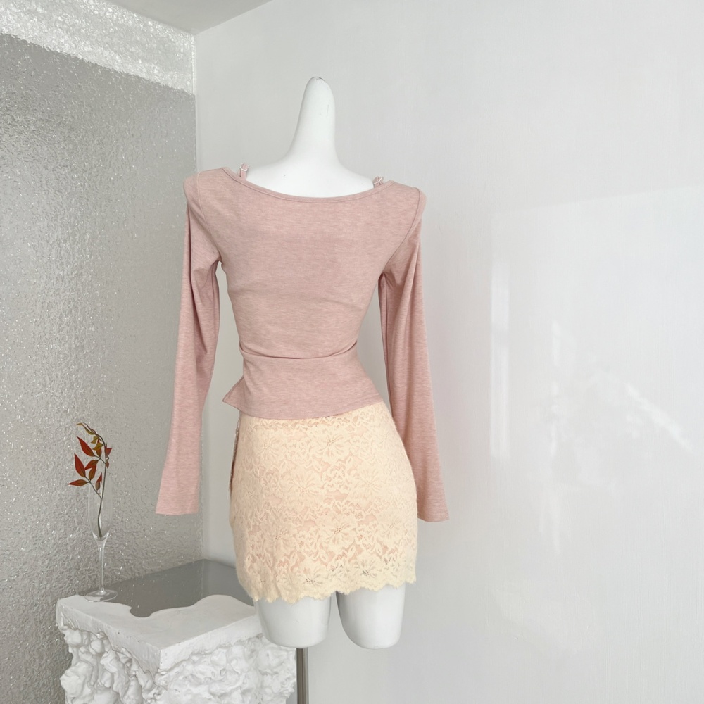 Enticement fashion tops temperament slim short skirt a set