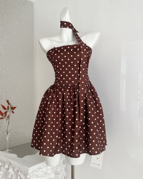 Winter polka dot retro A-line dress for women