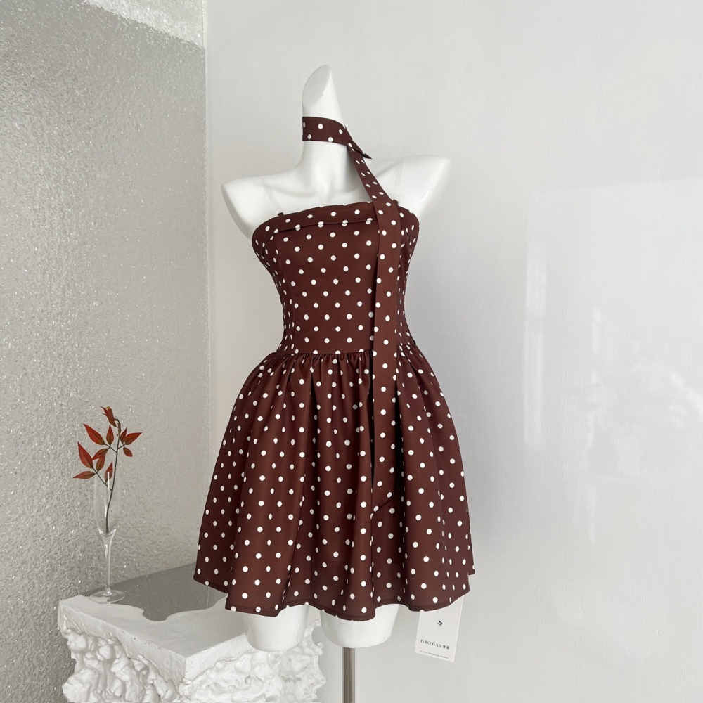 Winter polka dot retro A-line dress for women