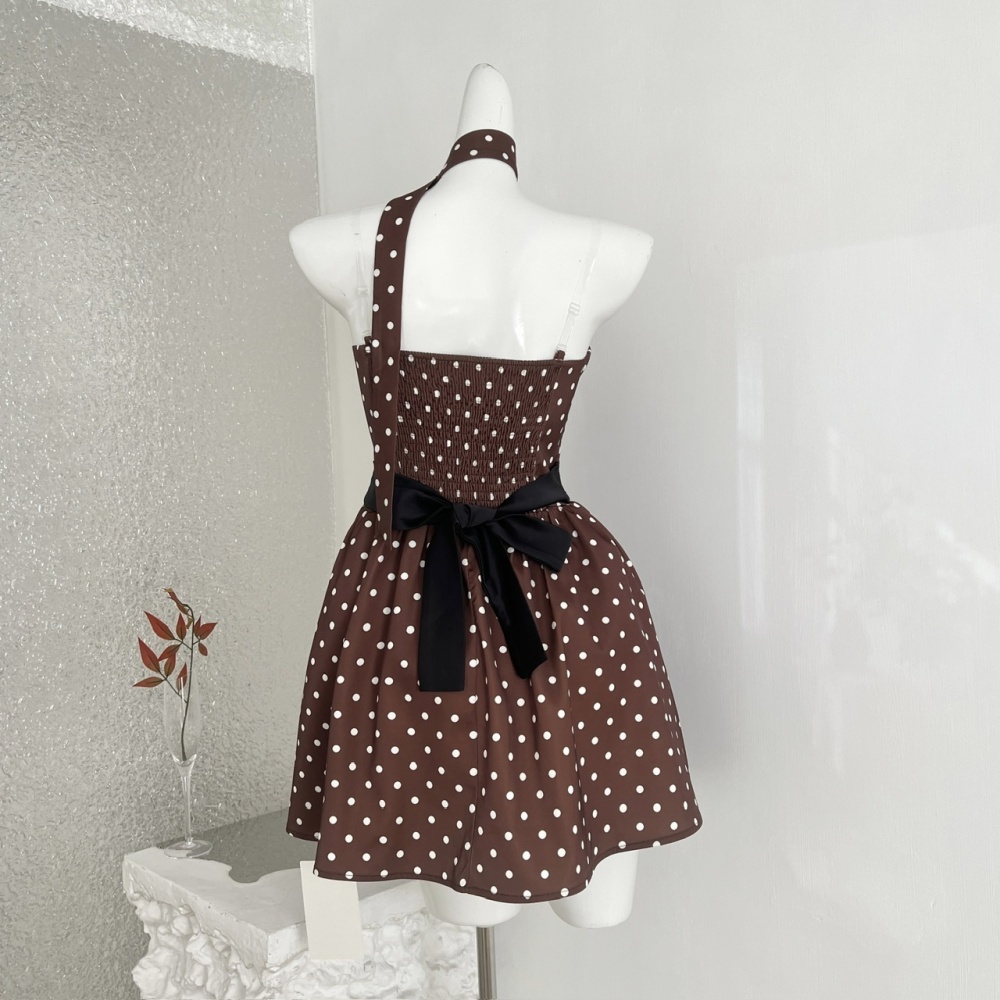 Winter polka dot retro A-line dress for women