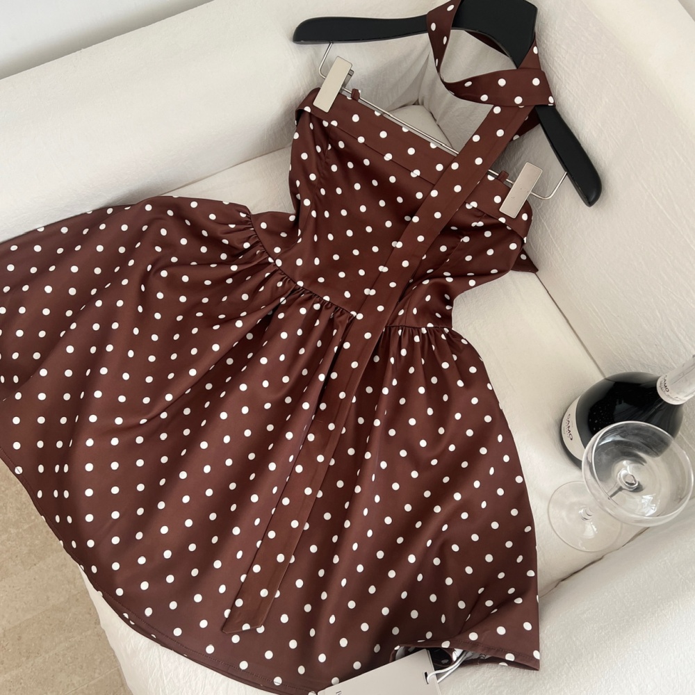 Winter polka dot retro A-line dress for women