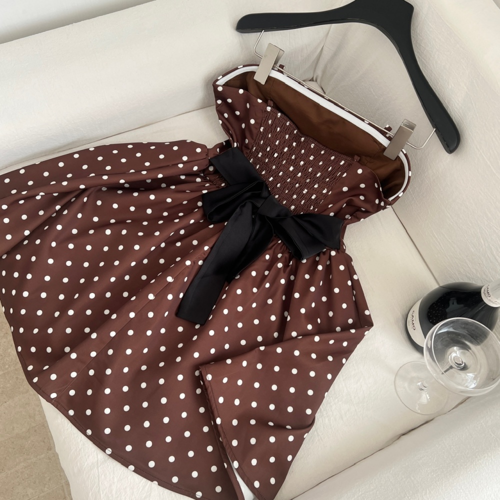 Winter polka dot retro A-line dress for women