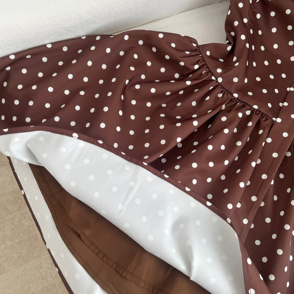 Winter polka dot retro A-line dress for women