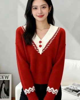 Lazy christmas retro tops red autumn and winter sweater