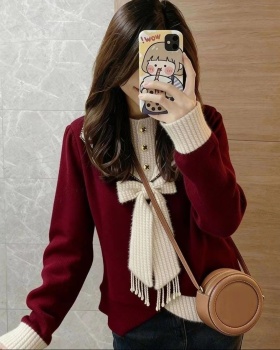 Retro red sweater unique niche tops for women