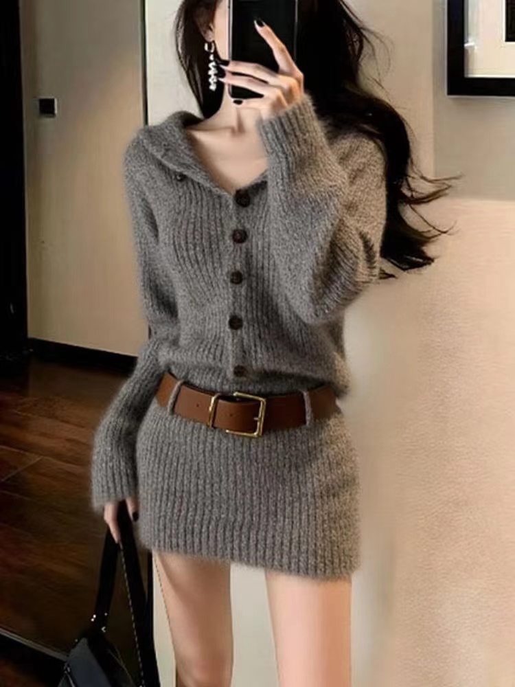 Package hip dress autumn and winter sweater dress for women