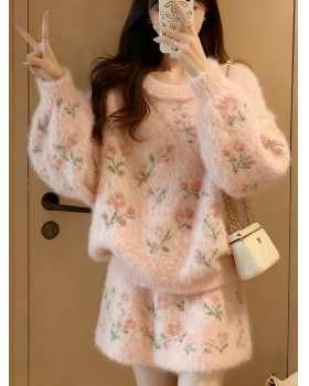 Temperament skirt sweater 2pcs set for women