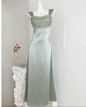 Satin mermaid sling light luxury set beads dress