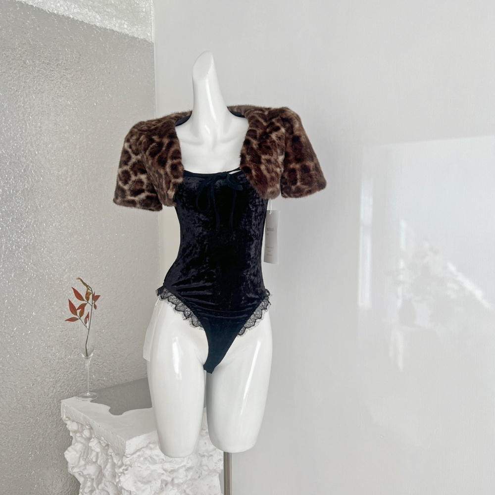 Lace sexy leotard inside the ride shawl a set for women