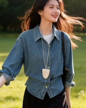 Light color colors buckle inside the ride Korean style shirt