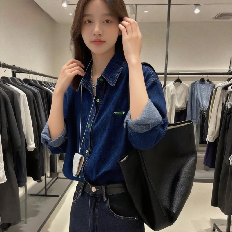 Light color colors buckle inside the ride Korean style shirt