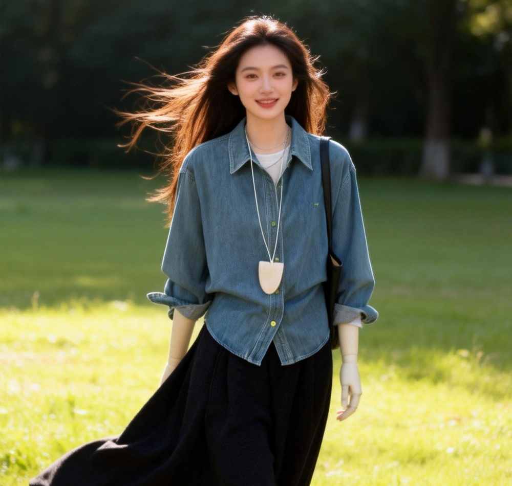 Light color colors buckle inside the ride Korean style shirt